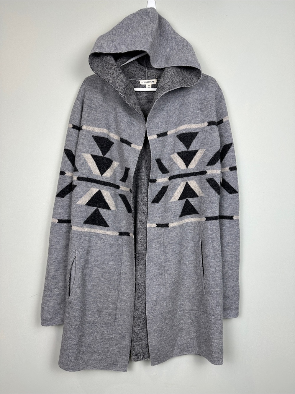 89. Toad & Co. merino wool Aztec cardigan hooded open long